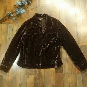Velvet Velour Silk Jacket Brown Coat